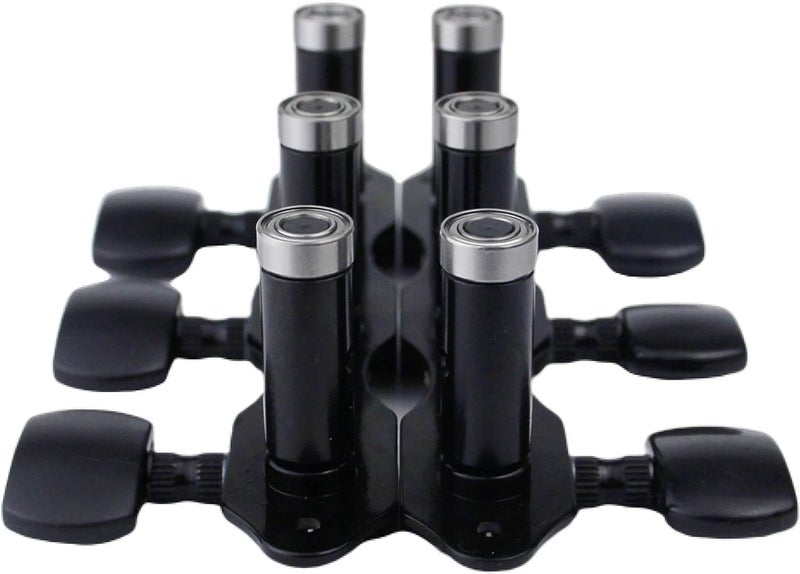 guyker Classical Guitar Tuners, 1:18 Ratio Open Frame Style Acoustic Guitar Tuning Keys Steel String Pegs Machine Heads 2 Planks (3+3) (Black, Black Button) - Image 3